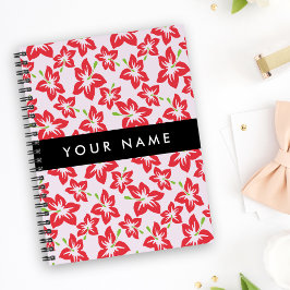 Red Hibiscus, Red Flowers, ditt namn Anteckningsbok