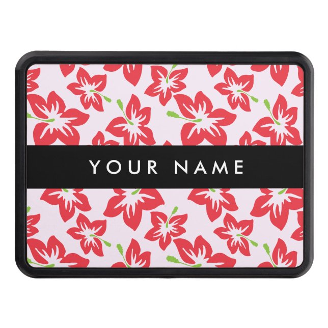 Red Hibiscus, Red Flowers, ditt namn Dragkroksskydd (Framsidan)