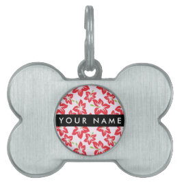 Red Hibiscus, Red Flowers, ditt namn ID-bricka Husdjur