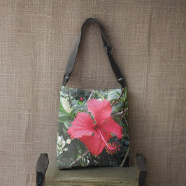 Red Hibiscus Tote Axelväska
