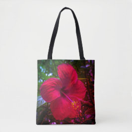 "Red Hibiscus" Tote Bag Tygkasse