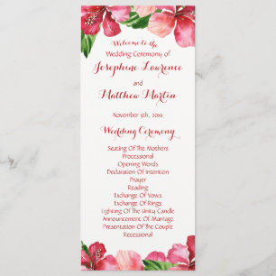 Red Hibiscus Tropical Bröllopsprograms Program