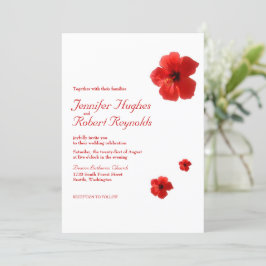 Red Hibiscus Tropical Budget Bröllop Inbjudningar
