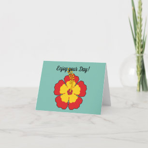 Red Hibiscus Tropical Flower Lägg till text Kort