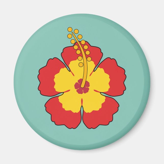 Red Hibiscus Tropical Flower Magnet (Framsidan)