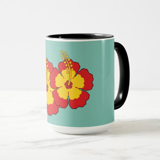 Red Hibiscus Tropical Flower Mugg (Framsida höger)