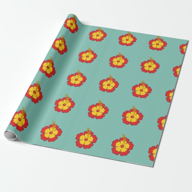 Red Hibiscus Tropical Flower Presentpapper (Utrullad)
