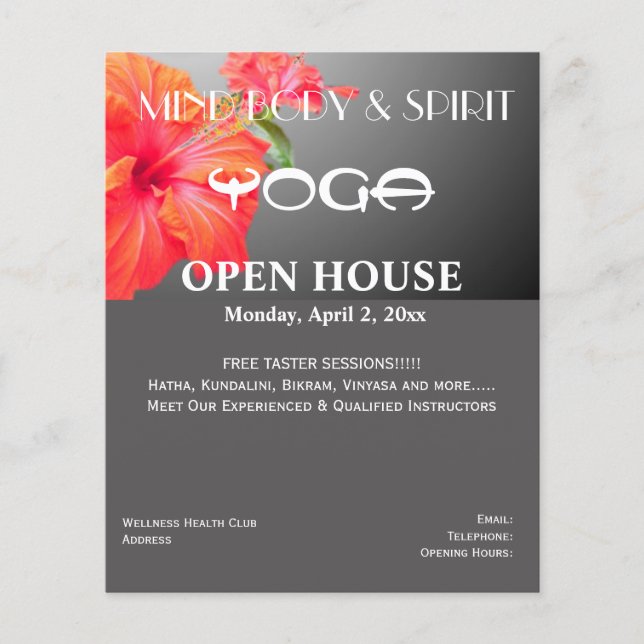 Red Hibiscus Yoga A5-flygare Flygblad (Framsidan)