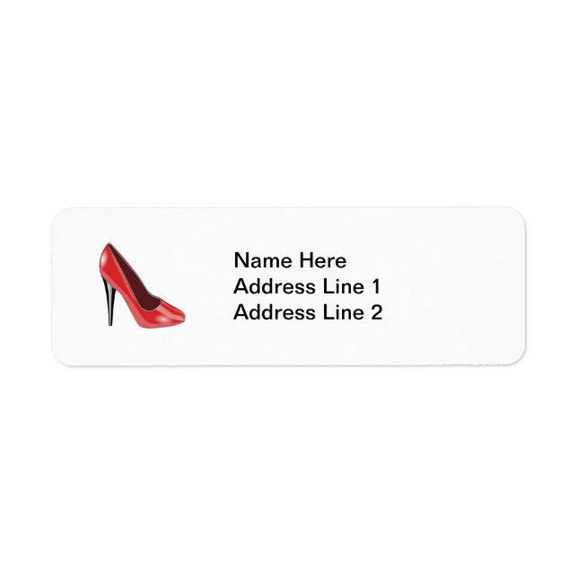 Red High Heel Returadress Etikett (Framsidan)