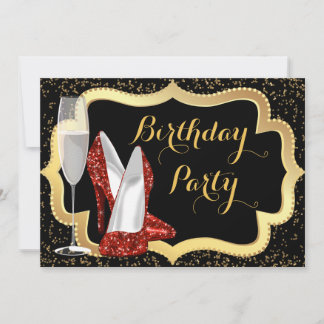 Red High Heel Shoe Födelsedagsfest Inbjudningar