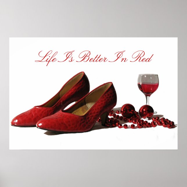 Red High Heel Shoes och Red Vin Poster (Framsidan)