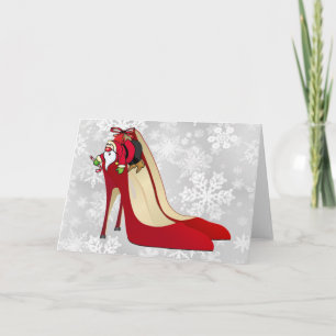 Red High Heel Shoes/Santa Elf Helgkort
