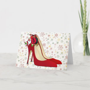 Red High Heel Shoes/Santa Elf Helgkort