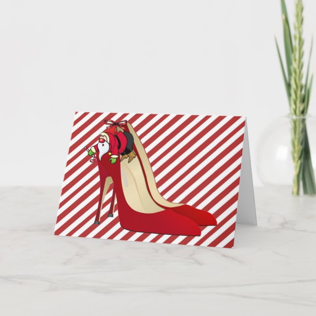 Red High Heel Shoes/Santa Elf Helgkort (Framsida)