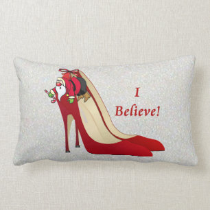 Red High Heel Shoes / Santa Elf / Jag tror! Lumbarkudde