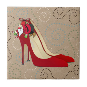 Red High Heel Shoes/Santa Elf Kakelplatta