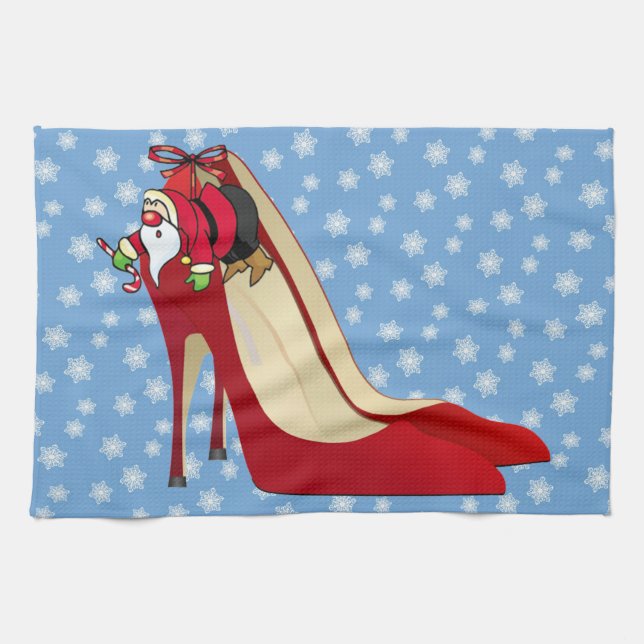 Red High Heel Shoes/Santa Elf Kökshandduk (Horisontell)
