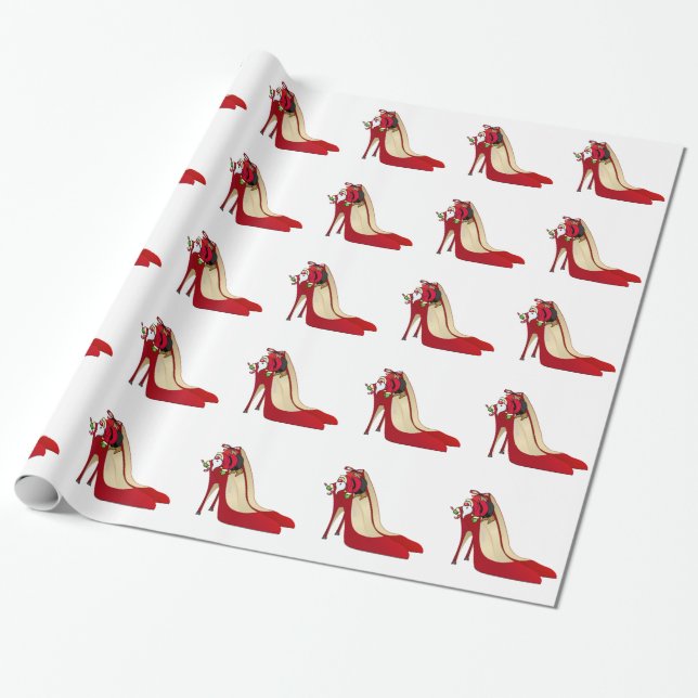 Red High Heel Shoes/Santa Elf Presentpapper (Utrullad)