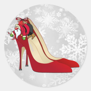 Red High Heel Shoes/Santa Elf Runt Klistermärke