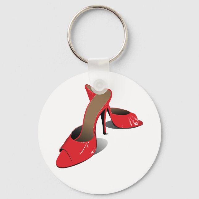 Red High Heeled Shoes Mode Keychain Nyckelring (Framsida)