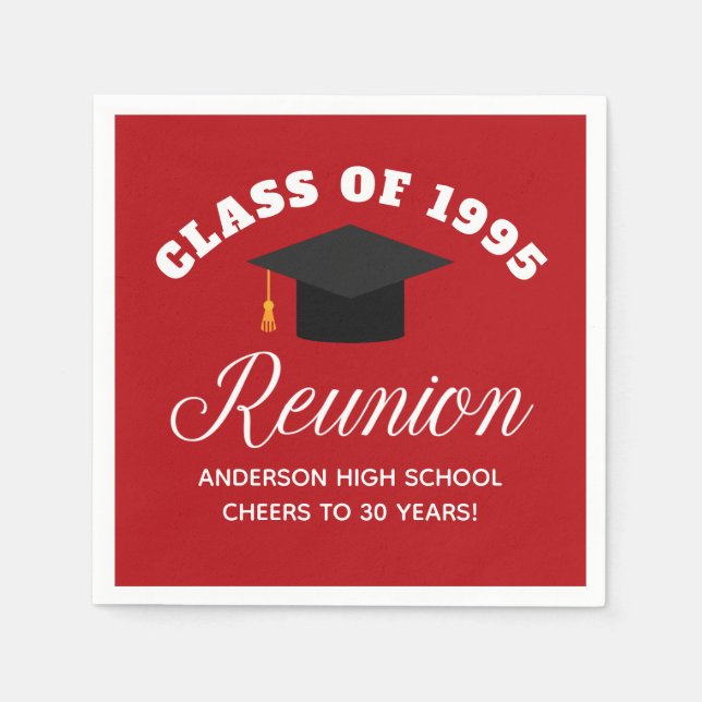 Red High School Reunion Personlig Party Pappersservett (Framsidan)