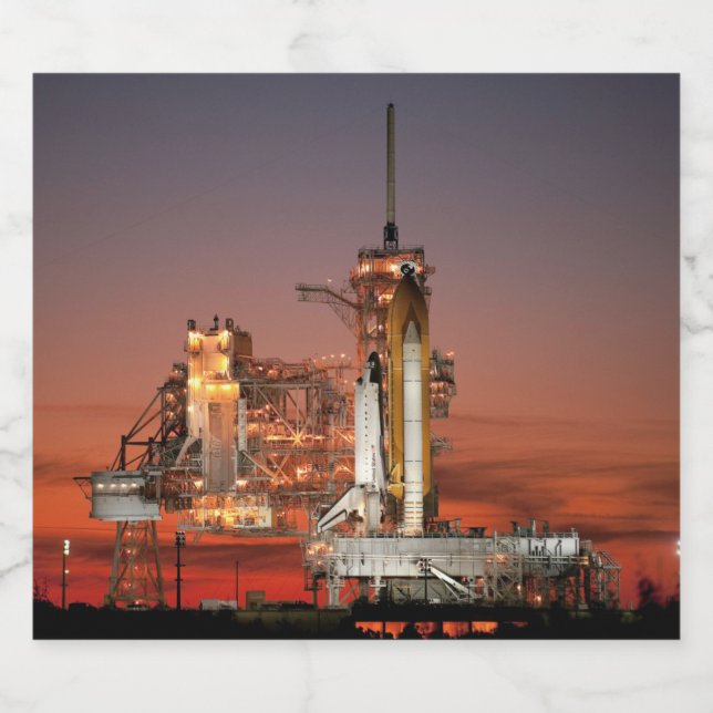 Red Himlar for Space Shuttle Atlantis Launch Ölflaska Etikett (Singel etikett)