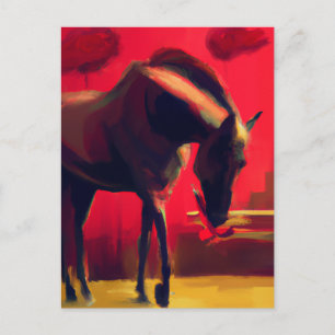 Red Himlar Horse and Flowers Vykort