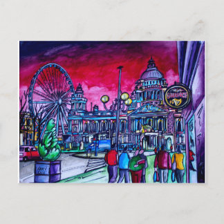 Red Himmel över Belfast City Hall Vykort