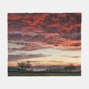 Red Himmel vackra landskapet Fleecefilt