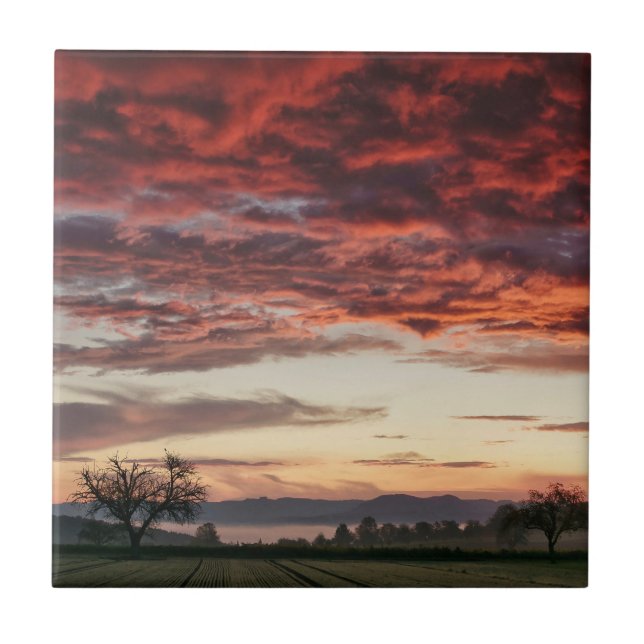 Red Himmel vackra landskapet Kakelplatta (Framsidan)