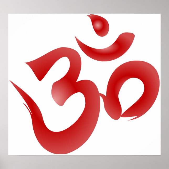 Red Hindu Symbol Om Aum Devanagari Calligraphy Poster (Framsidan)