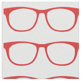 Red Hipster Geek Glasses Fabric Tyg