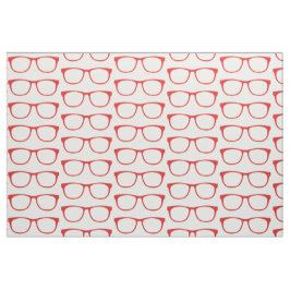 Red Hipster Geek Glasses Fabric Tyg