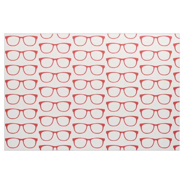 Red Hipster Geek Glasses Fabric Tyg (Fat Quarter)