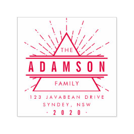 Red Hipster Triangle Family Namn Returadress Självfärgande Stämpel