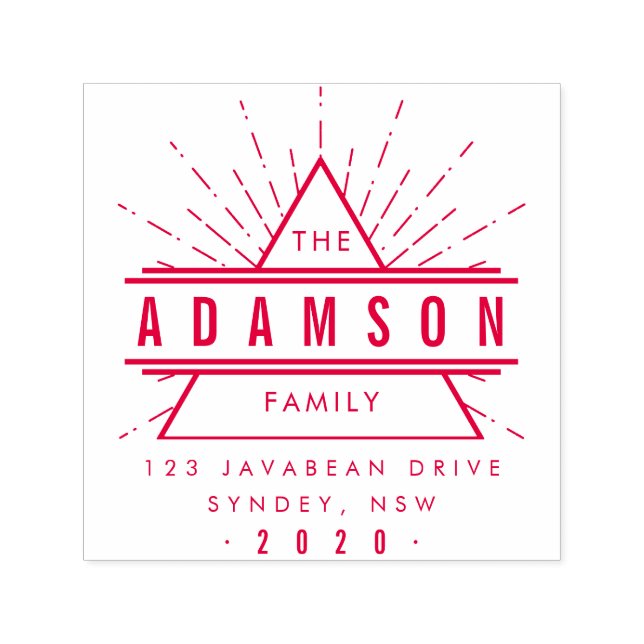 Red Hipster Triangle Family Namn Returadress Självfärgande Stämpel (Design)