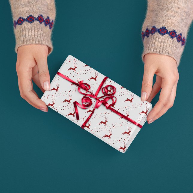 Red Hjort jul Snö Simple Mönster Presentpapper (Skapare uppladdad)