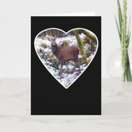 Red Hjort Stag i Snö Heart Greeting Card Add Text Kort