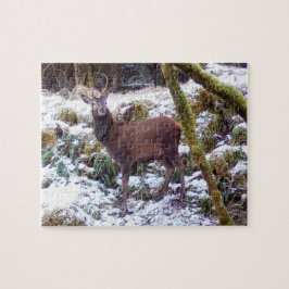Red Hjort Stag i Snö Jigszawapussel Pussel