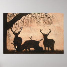Red Hjort Stags Poster