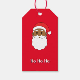 Red Ho Ho Ho African American Jultomten Family Presentetikett