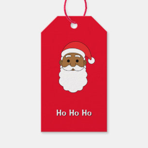 Red Ho Ho Ho African American Jultomten Family Presentetikett