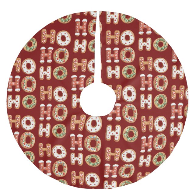 Red Ho Ho Ho Gingeregentligen Cookie-jul Julgransmatta Borstad Polyester (Framsidan)