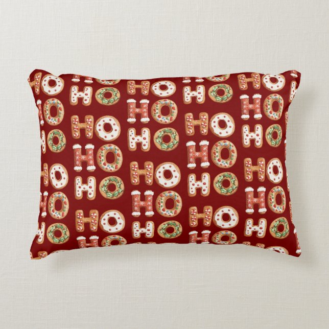 Red Ho Ho Ho Gingeregentligen Cookie-jul Prydnadskudde (Framsidan)