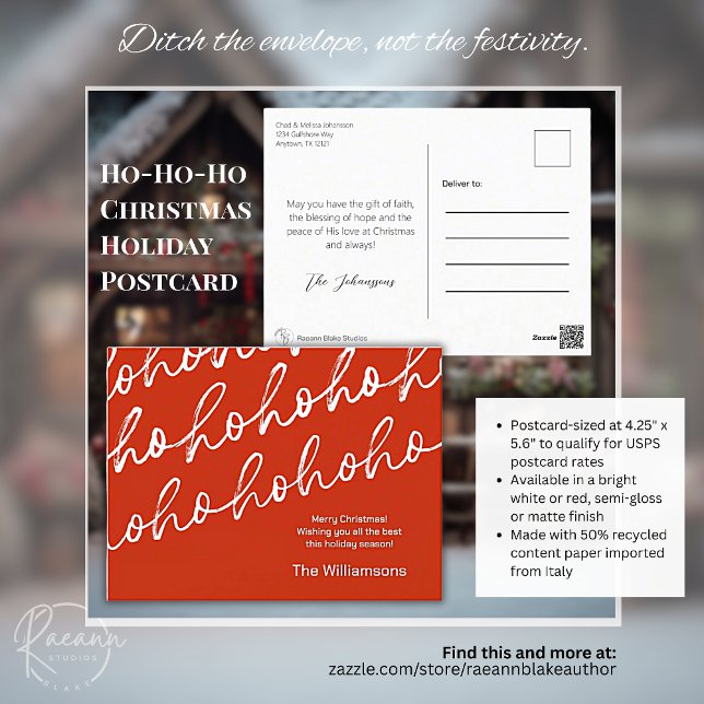 Red Ho-Ho-Ho-julvykort för Helgdag Helg Vykort (Skapare uppladdad)