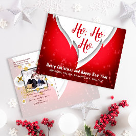 Red Ho Ho-jul och nyårsfoto Hälsning Helg Vykort