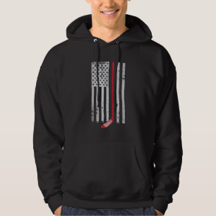Red Hockey Stick American Flagga USA Hockey Hoodie