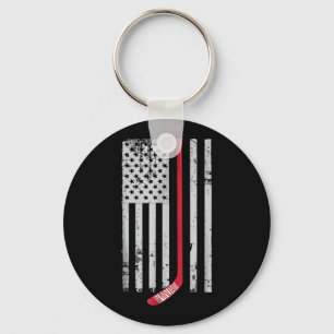 Red Hockey Stick American Flagga USA Hockey Nyckelring