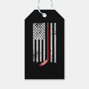 Red Hockey Stick American Flagga USA Hockey Presentetikett