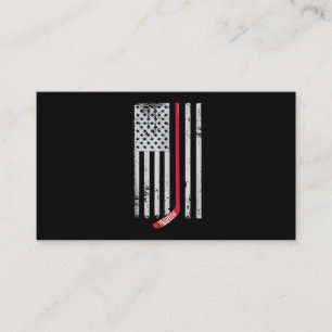 Red Hockey Stick American Flagga USA Hockey Visitkort